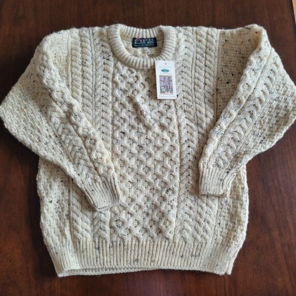 Barney's Other - Blarney Woolen Mills Cream Cable Wool Knit Sweater Girls XL